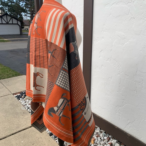 Reversible New Cashmere Western Horse Scarf Shawl Pashmina Wrap - Picture 7 of 16